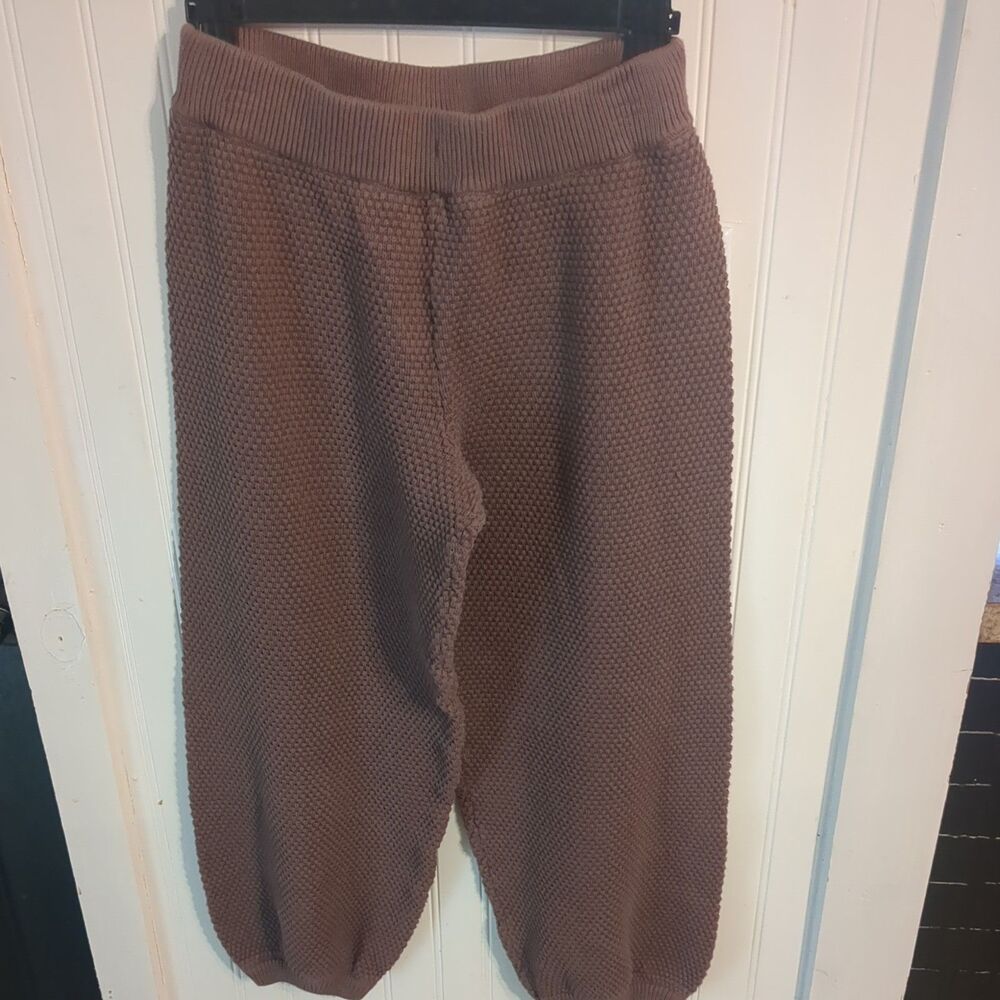 FREE PEOPLE Beach Hailee Waffle Knit Sweater Pants  Golf Gulf Brown XS
